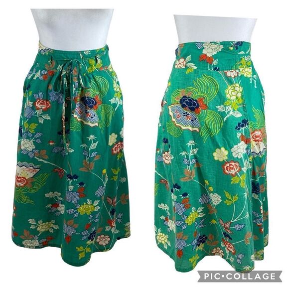 Ann Taylor Dresses & Skirts - Vintage Ann Taylor Green Floral Wrap Dress Ties at‎ the Back Size 6